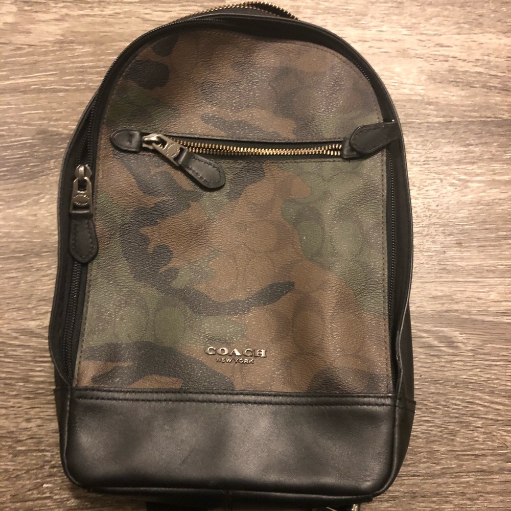 Leather Camo Coach Bag